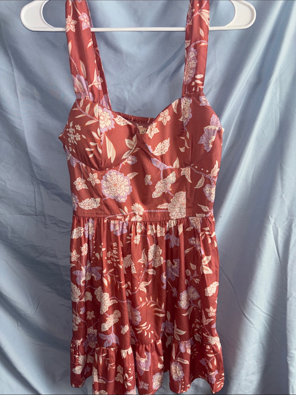 Rust Floral Sundress with Sweetheart Bodice